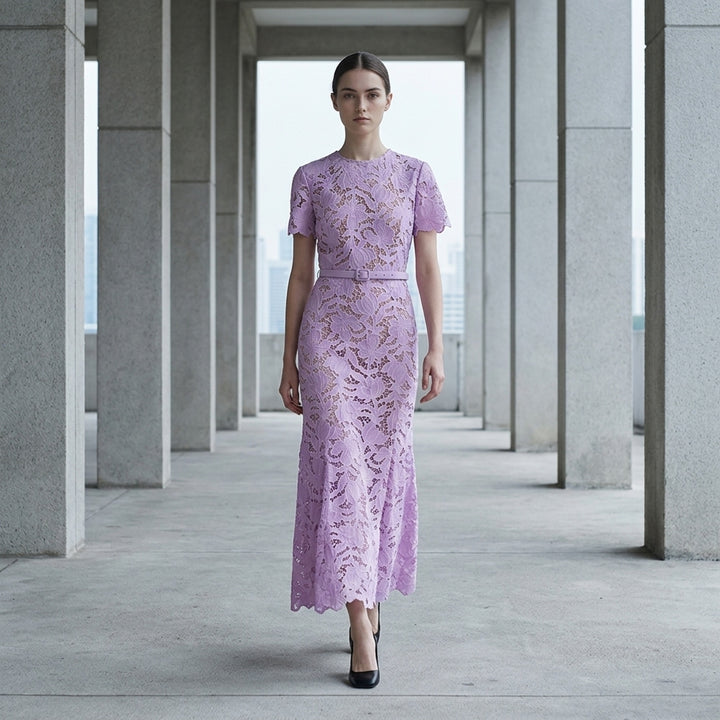 Lilac Lace Midi Dress | Self-Portrait | Club21 - lifestyle