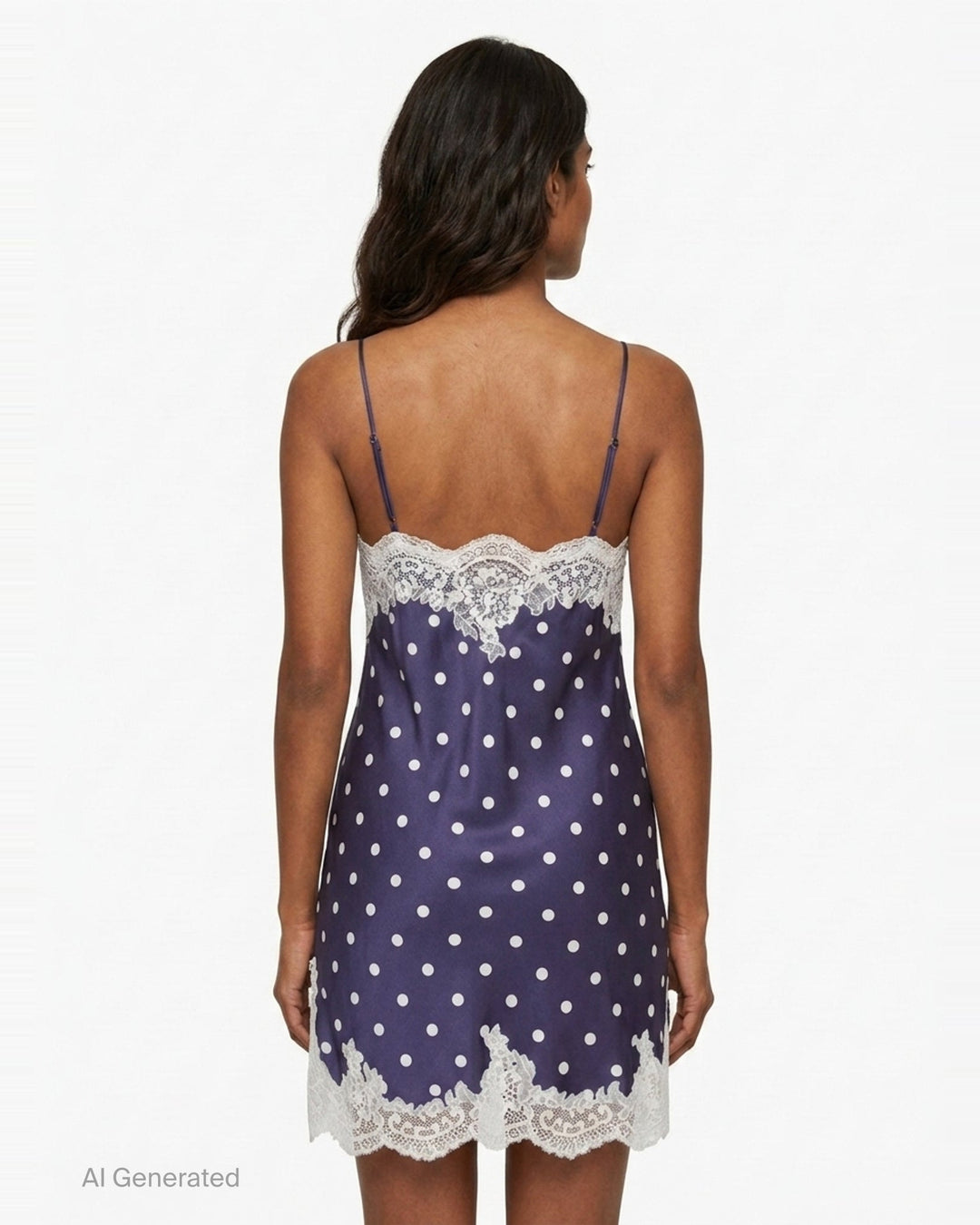 Navy Polka Dot Satin Mini Dress | Self-Portrait | Club21 - back