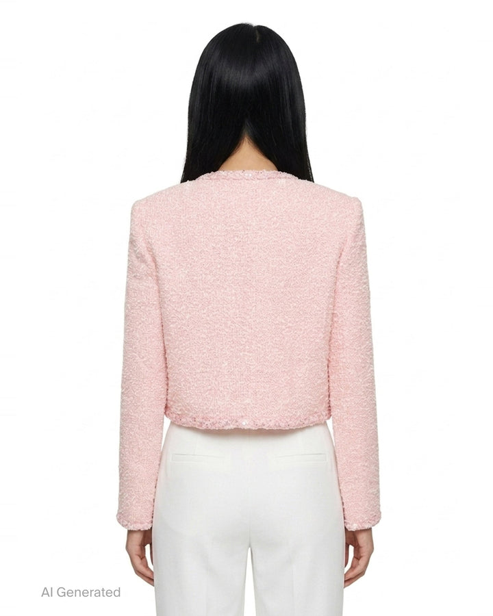 Pink Boucle Jacket | Self-Portrait | Club21 - back
