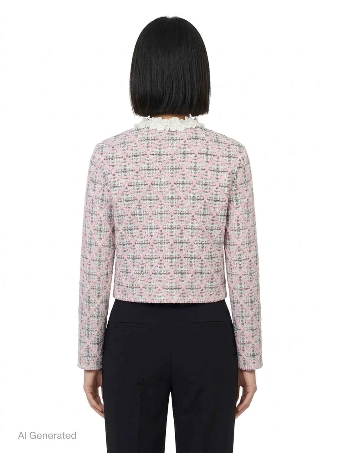 Pink Check Knit Cardigan | Self-Portrait | Club21 - back