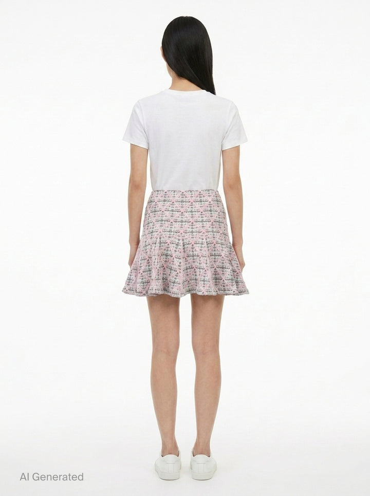 Pink Check Knit Mini Skirt | Self-Portrait | Club21 - back