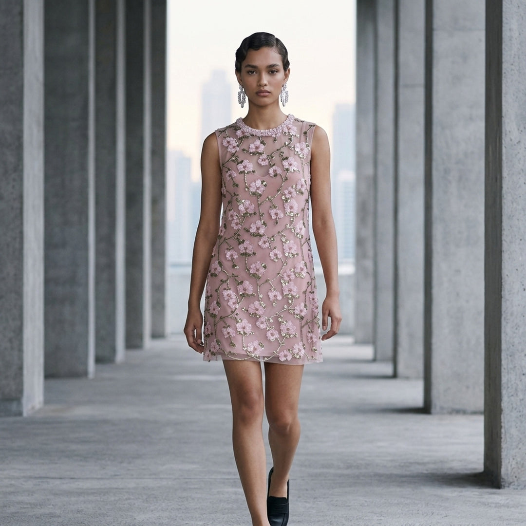 Pink Floral Sequin Embellished Dress | Self-Portrait | Club21 - lifestyle