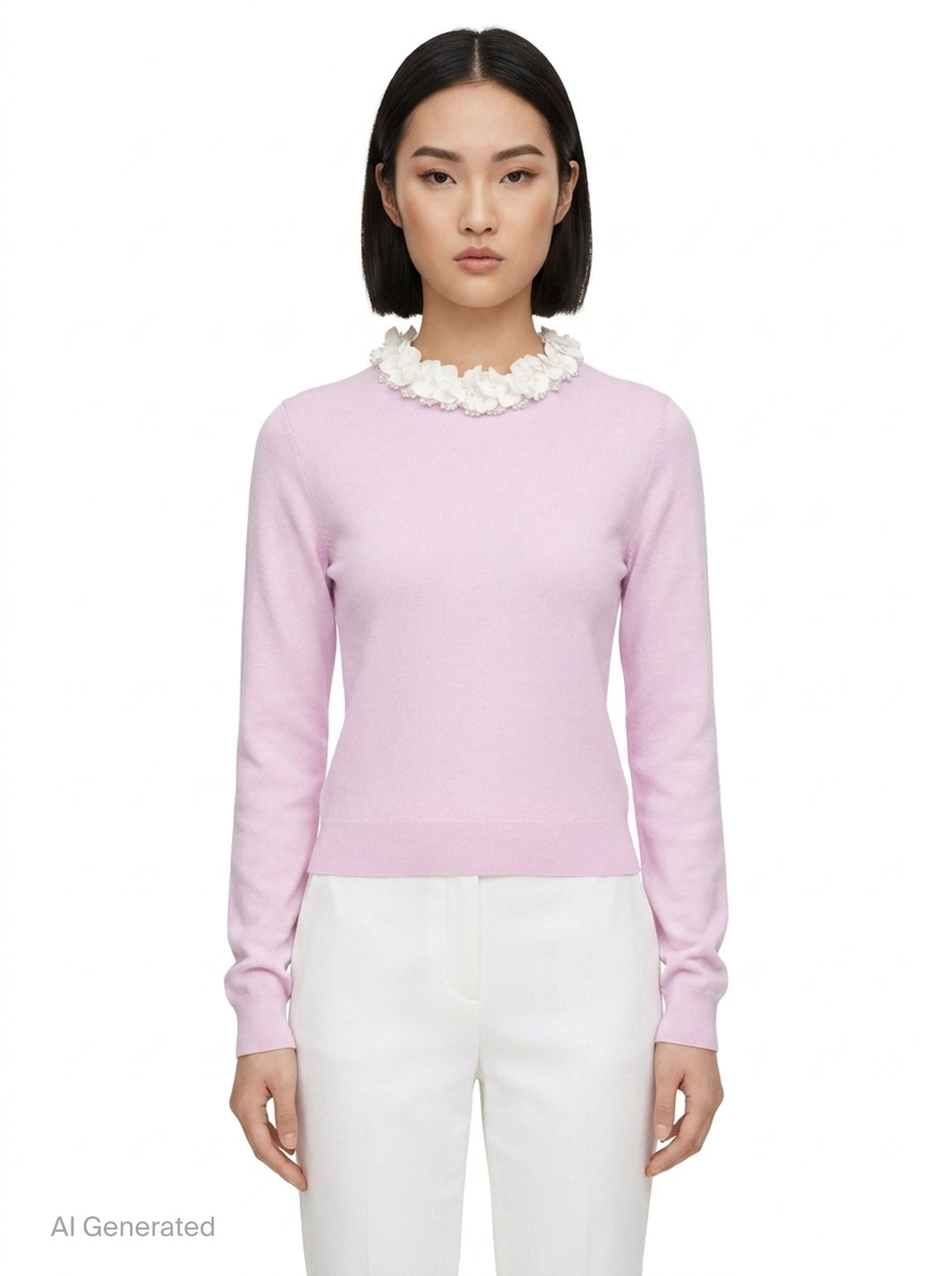 Pink Flower Light Knit Jumper | Self-Portrait | Club21 - front