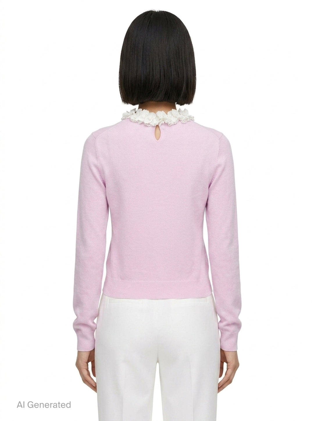 Pink Flower Light Knit Jumper | Self-Portrait | Club21 - back