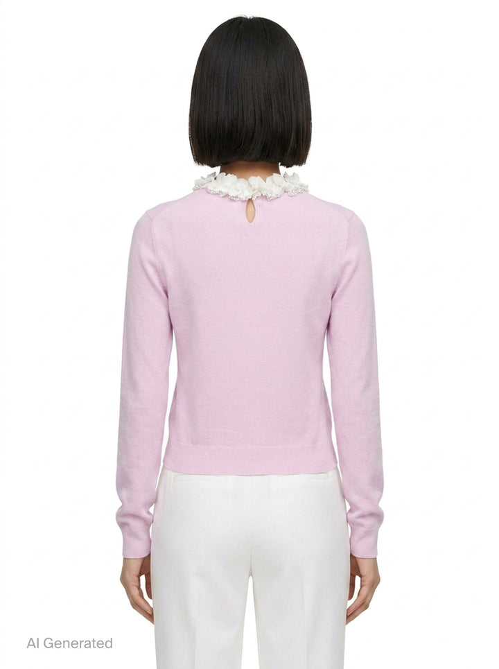 Pink Flower Light Knit Jumper | Self-Portrait | Club21 - back