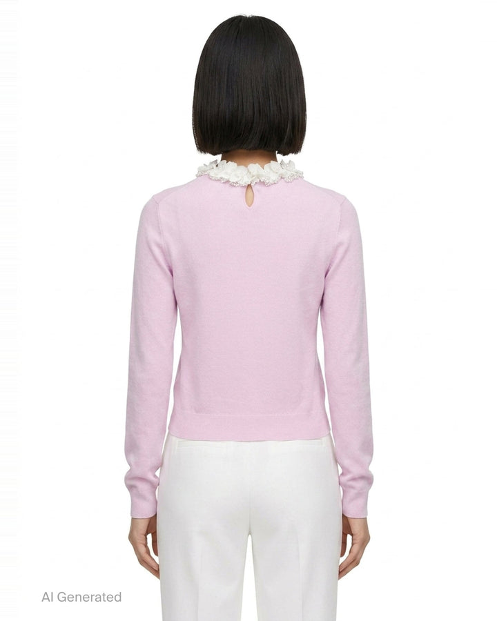 Pink Flower Light Knit Jumper | Self-Portrait | Club21 - back