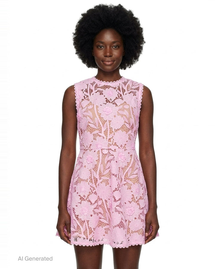 Pink Lace Mini Dress | Self-Portrait | Club21 - front