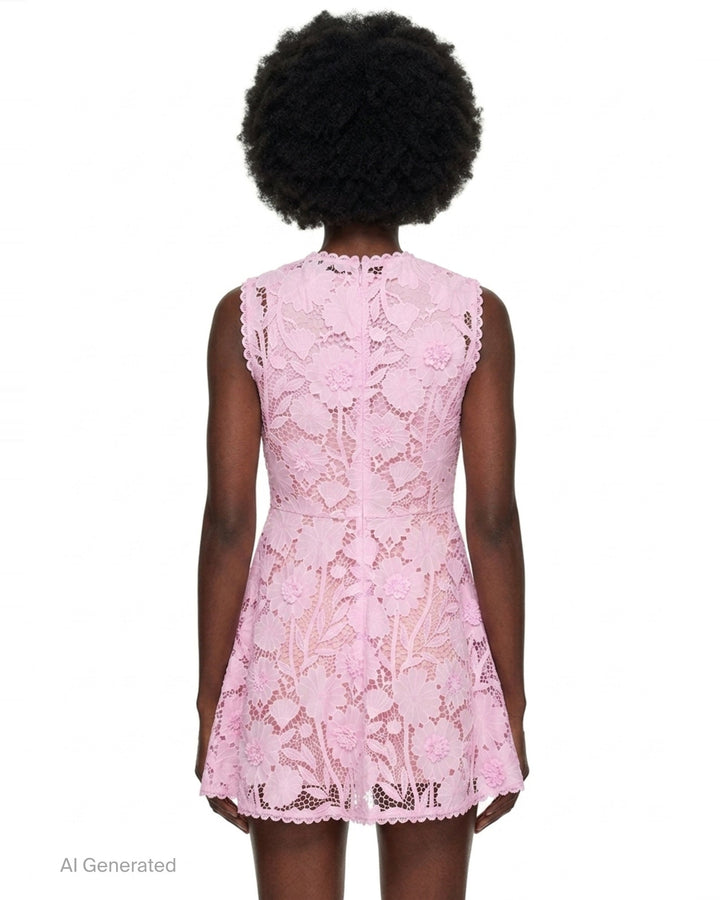Pink Lace Mini Dress | Self-Portrait | Club21 - back