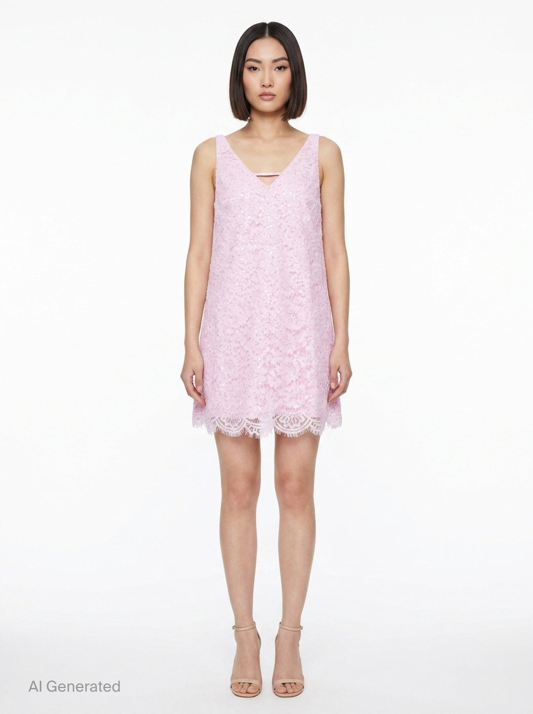Pink Sequin Lace Mini Dress | Self-Portrait | Club21 - front