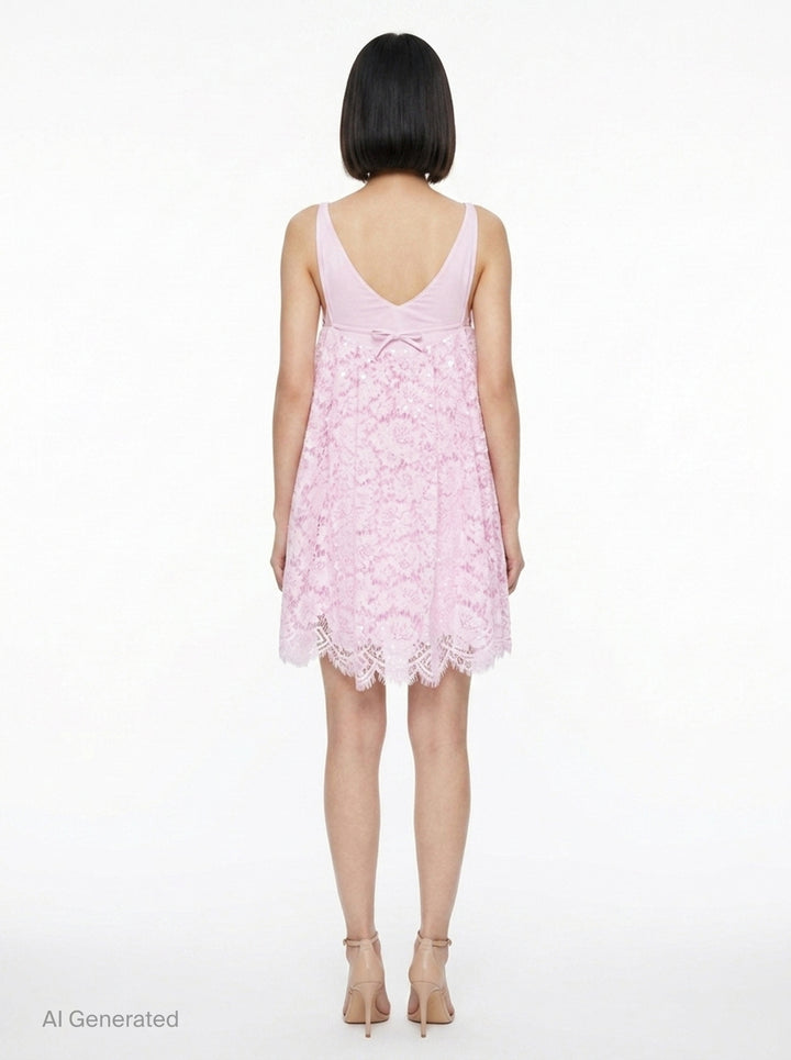 Pink Sequin Lace Mini Dress | Self-Portrait | Club21 - back