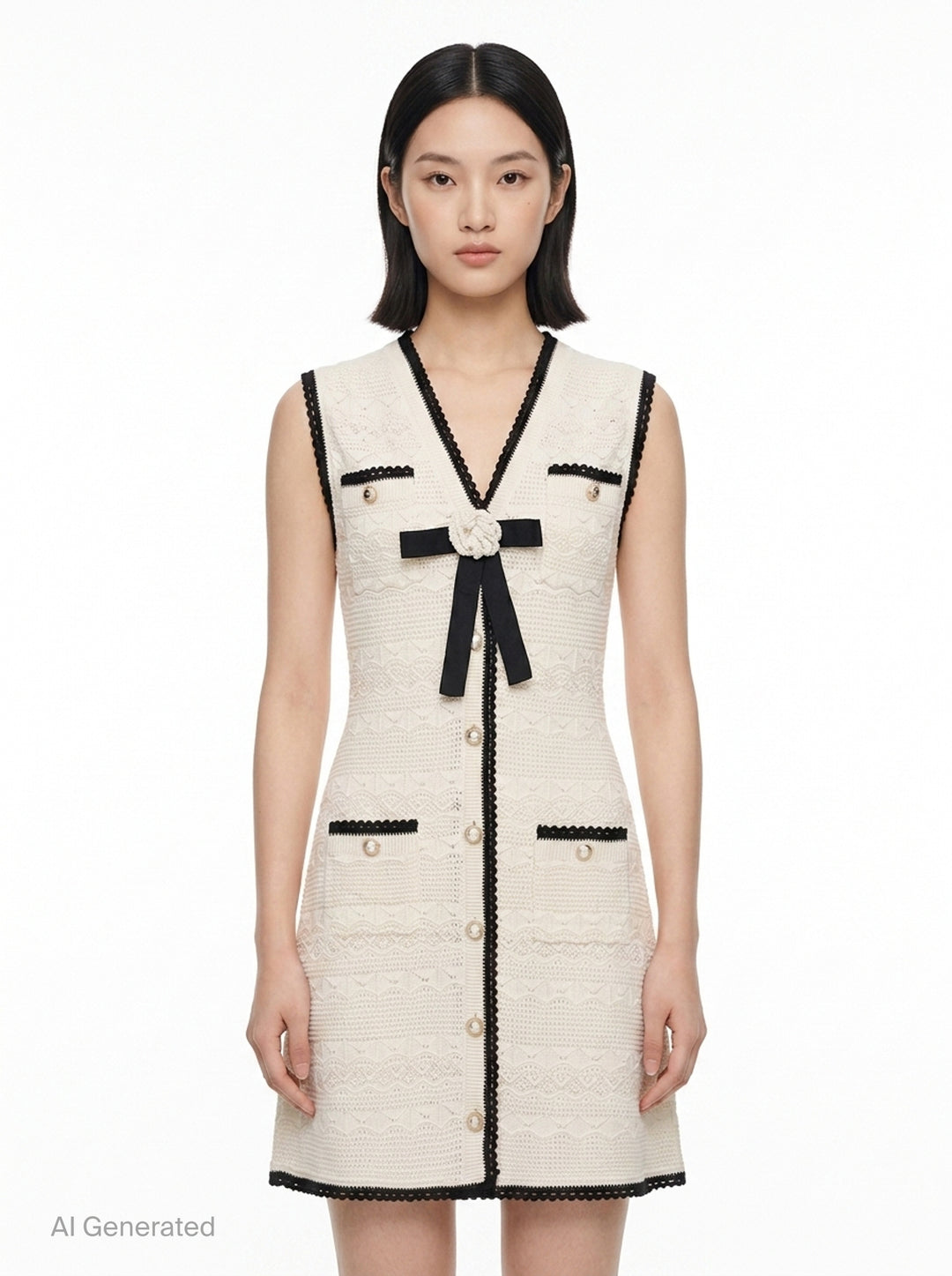 Pointelle Knit Mini Dress | Self-Portrait | Club21 - front