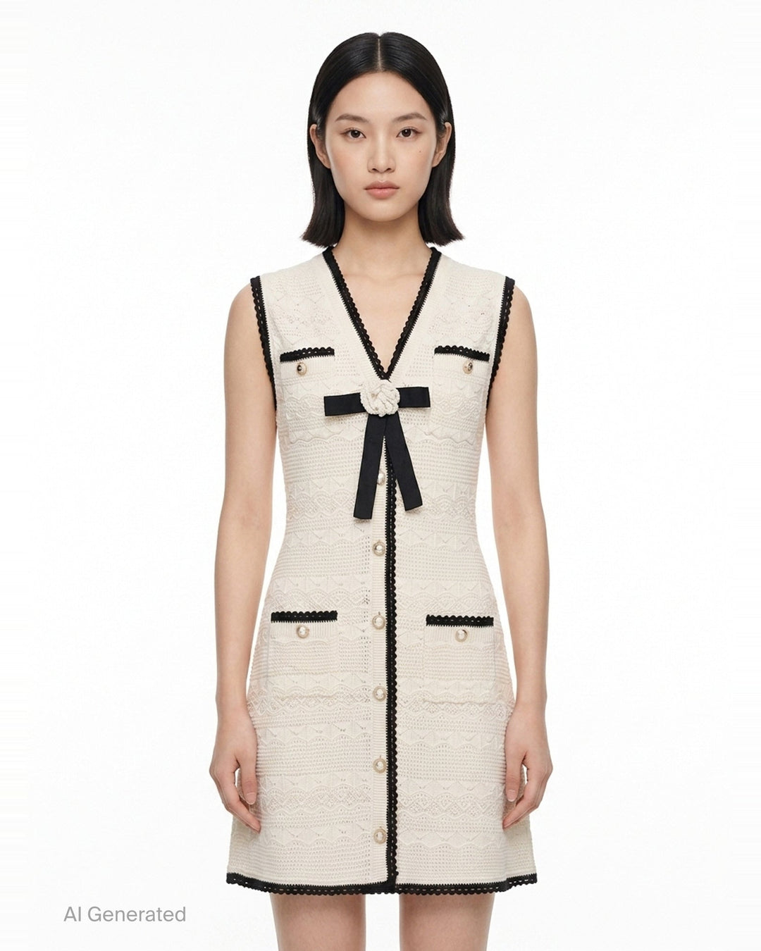 Pointelle Knit Mini Dress | Self-Portrait | Club21 - front