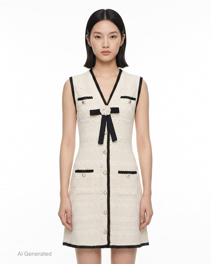 Pointelle Knit Mini Dress | Self-Portrait | Club21 - front