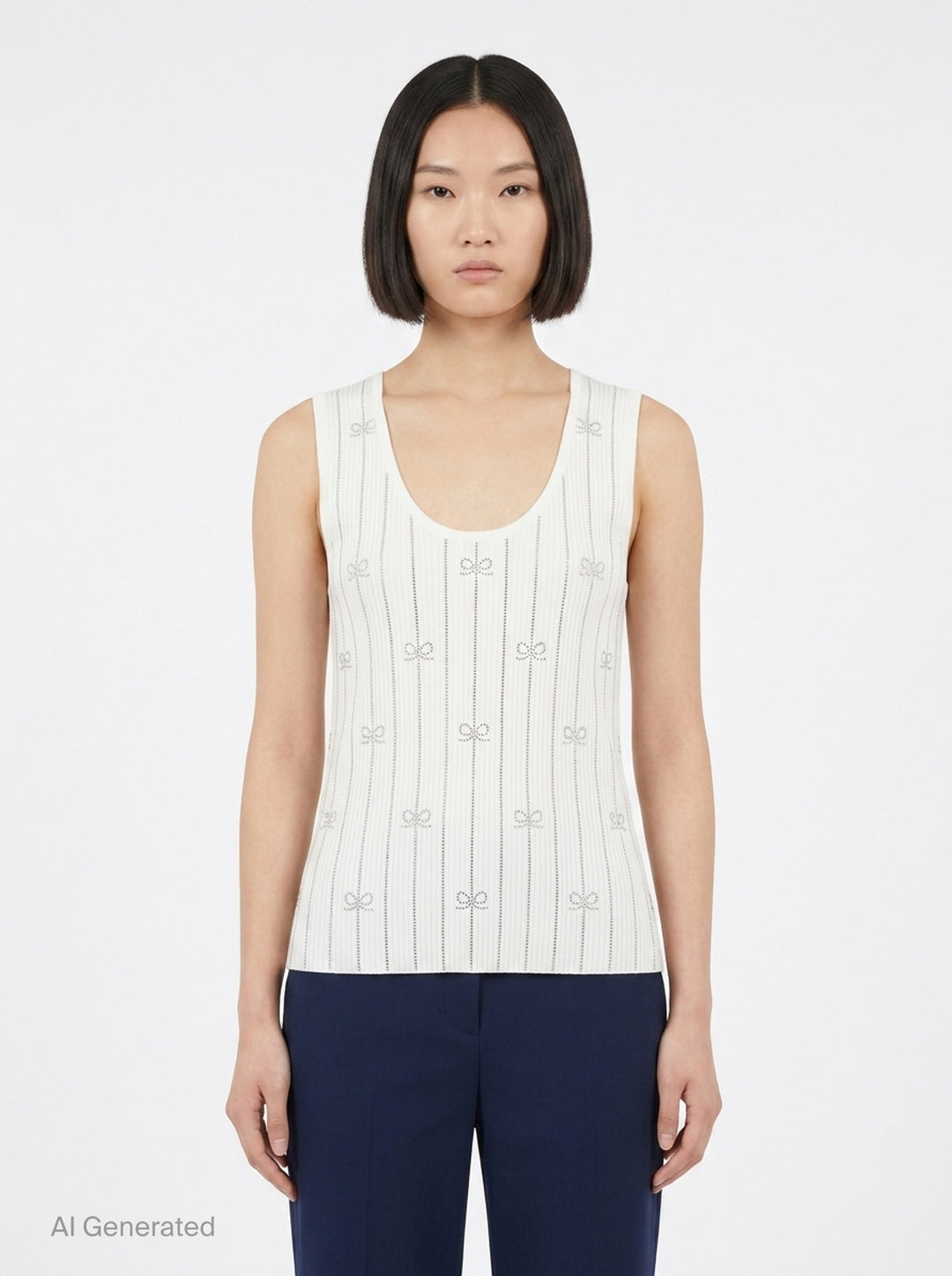 Rhinestone Bow Striped Knit Top | Self-Portrait | Club21 - front