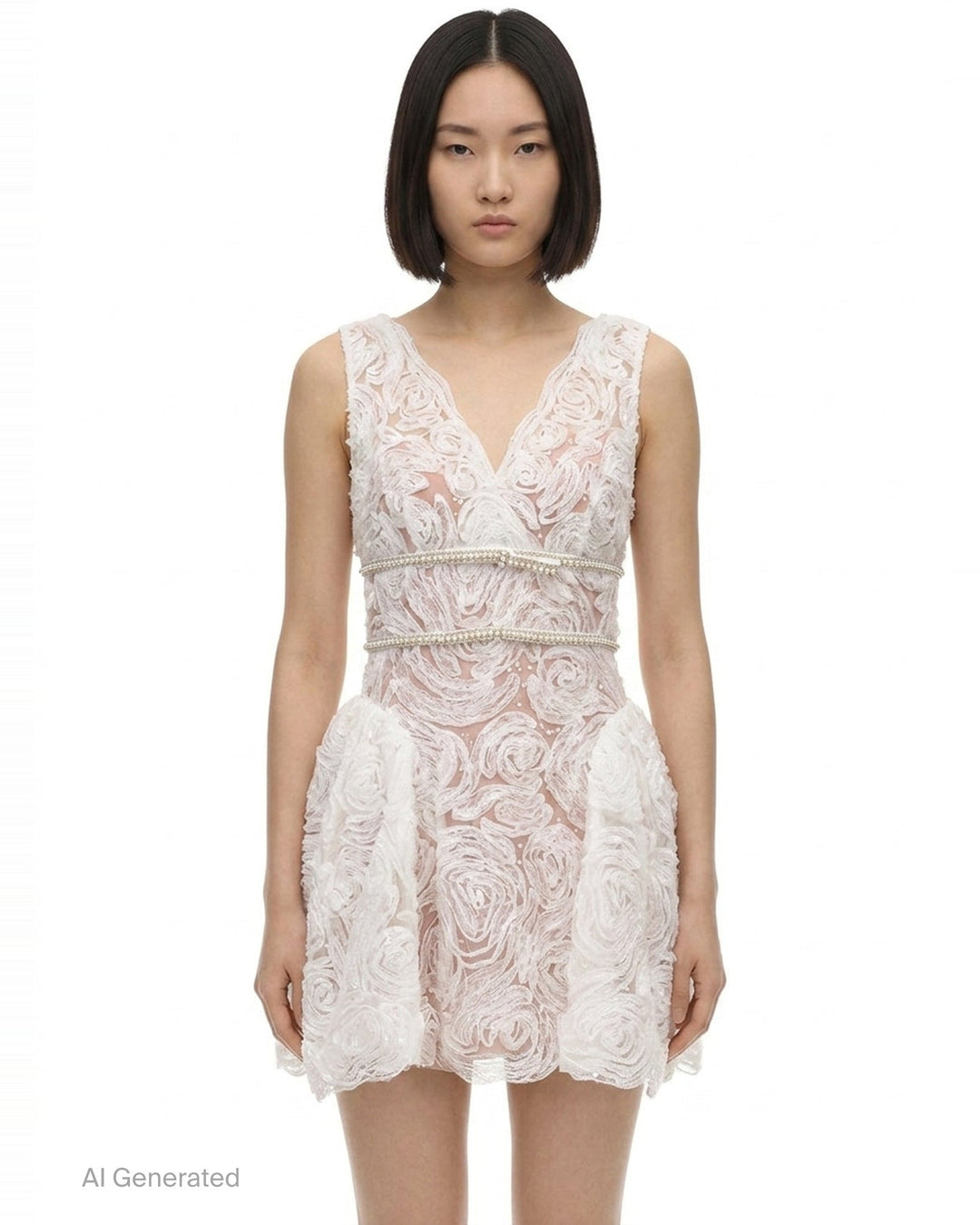 Rosette Lace Mini Dress | Self-Portrait | Club21 - front