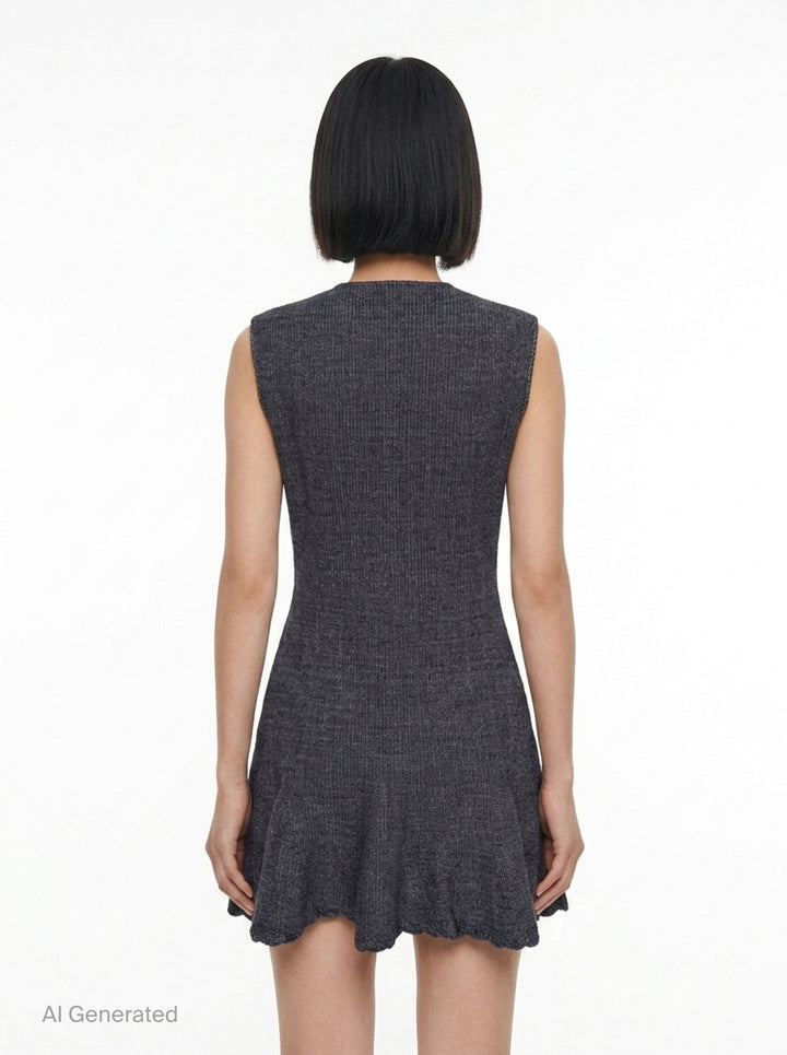 Sleeveless Textured Knit Dress | Self-Portrait | Club21 - back