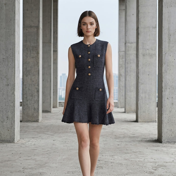 Sleeveless Textured Knit Dress | Self-Portrait | Club21 - lifestyle