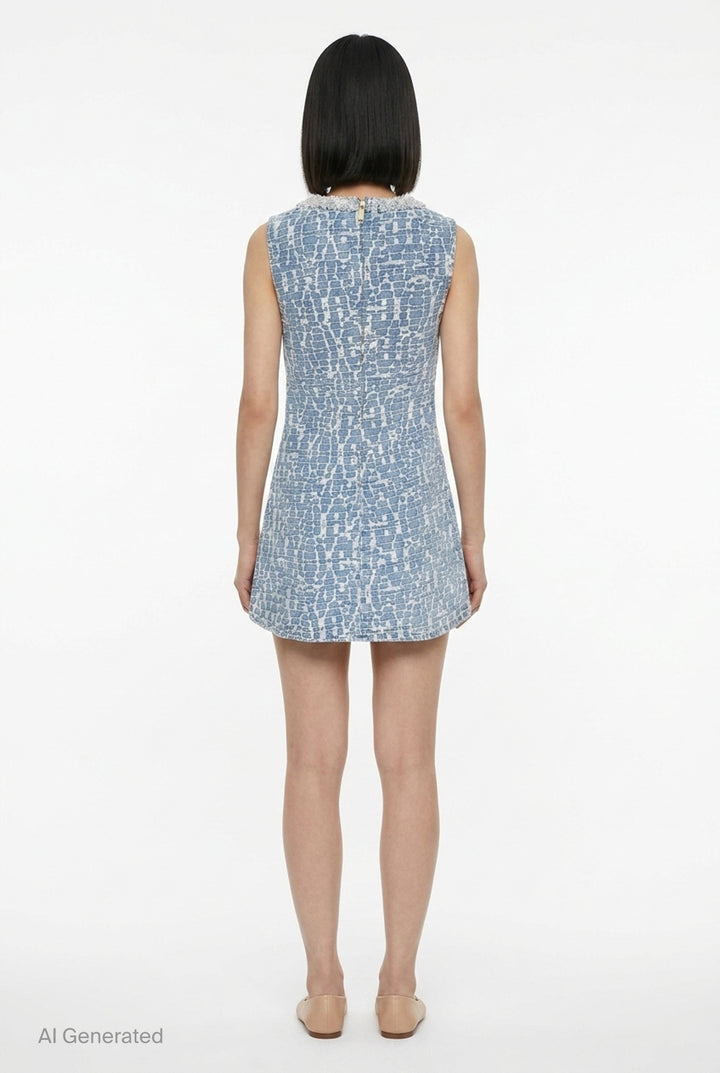 Textured Denim Mini Dress | Self-Portrait | Club21 - back
