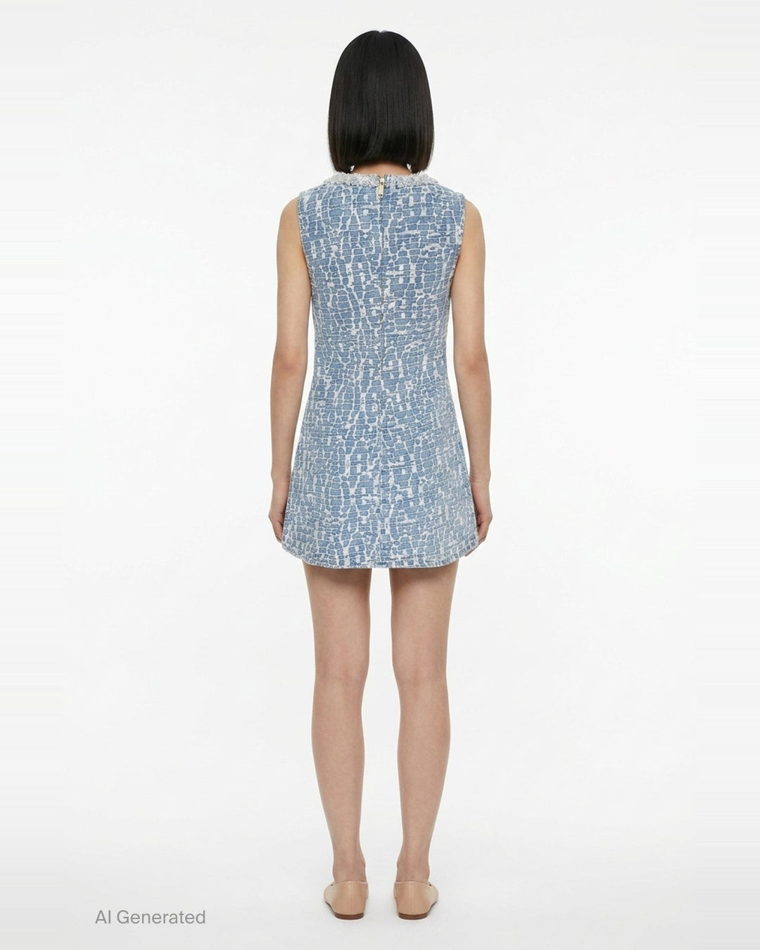 Textured Denim Mini Dress | Self-Portrait | Club21 - back
