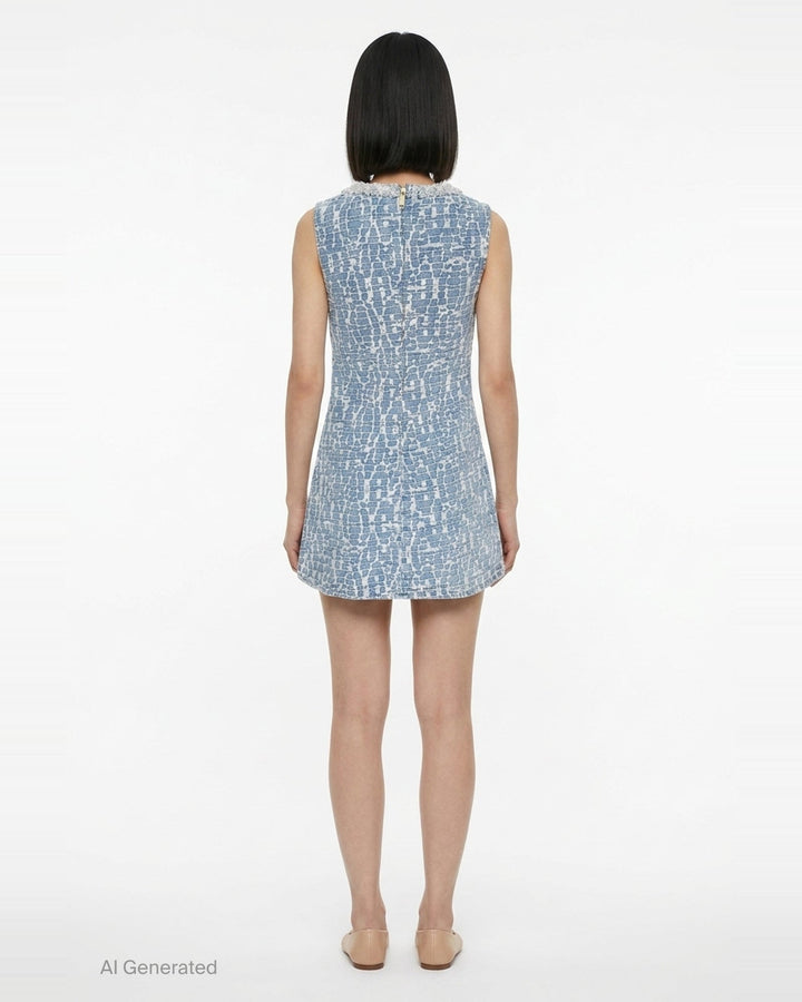 Textured Denim Mini Dress | Self-Portrait | Club21 - back