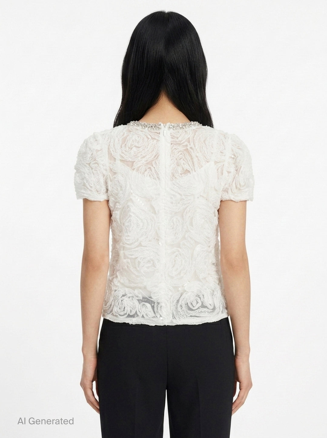 White Rosette Embellished Top | Self-Portrait | Club21 - back