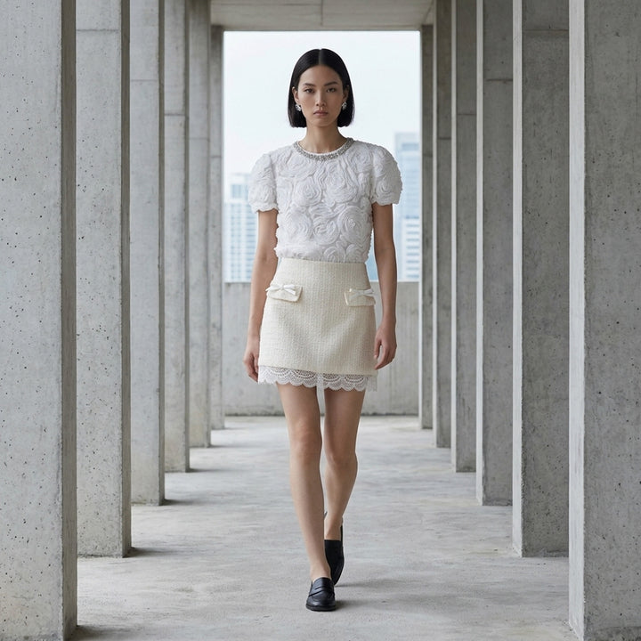 White Rosette Embellished Top | Self-Portrait | Club21 - lifestyle