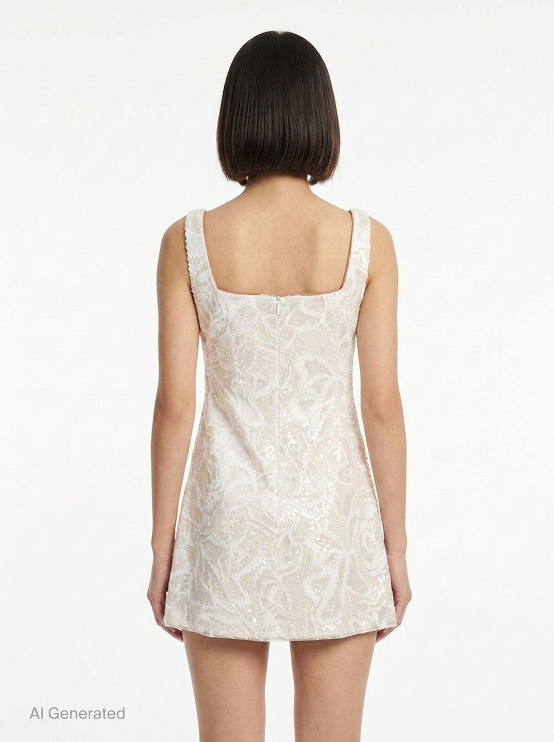 White Sequin Lace Mini Dress | Self-Portrait | Club21 - back