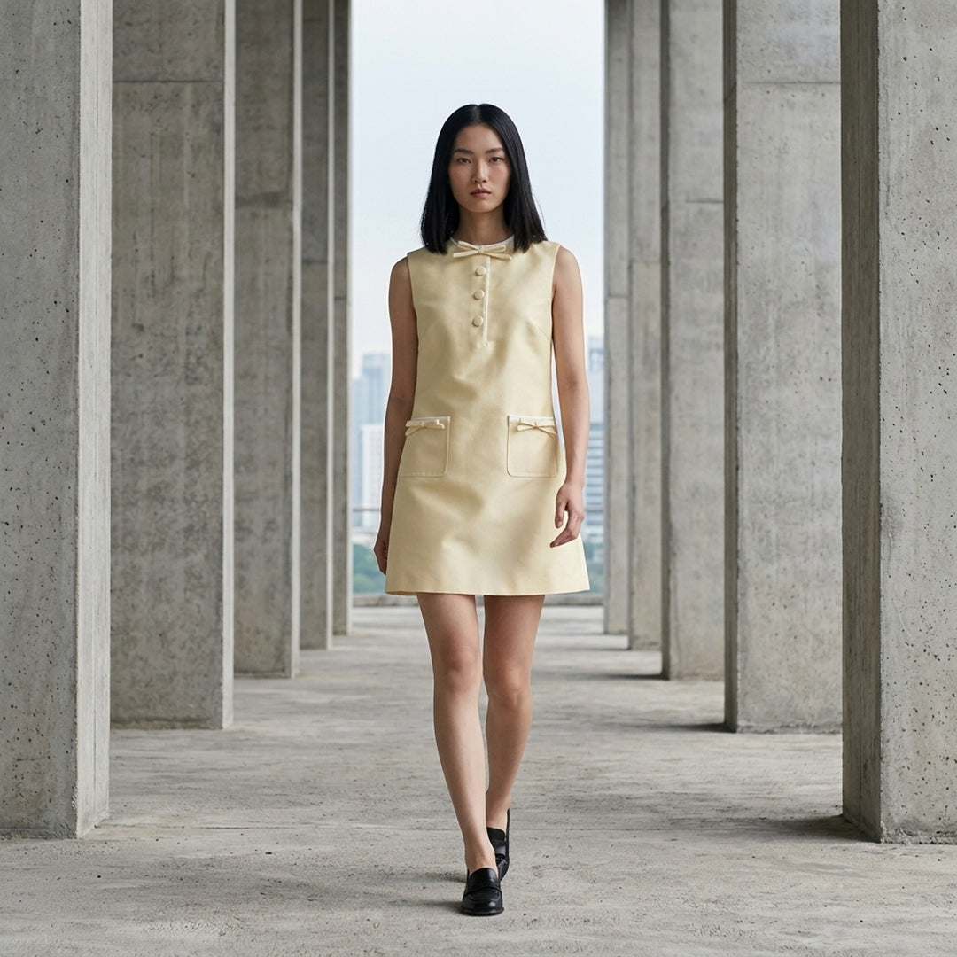 Yellow Taffeta Bow Mini Dress | Self-Portrait | Club21 - lifestyle
