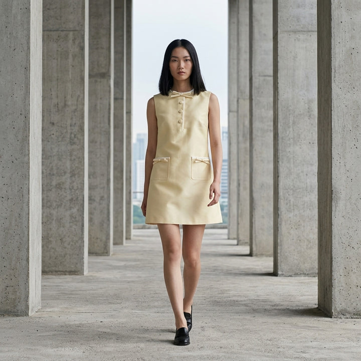 Yellow Taffeta Bow Mini Dress | Self-Portrait | Club21 - lifestyle