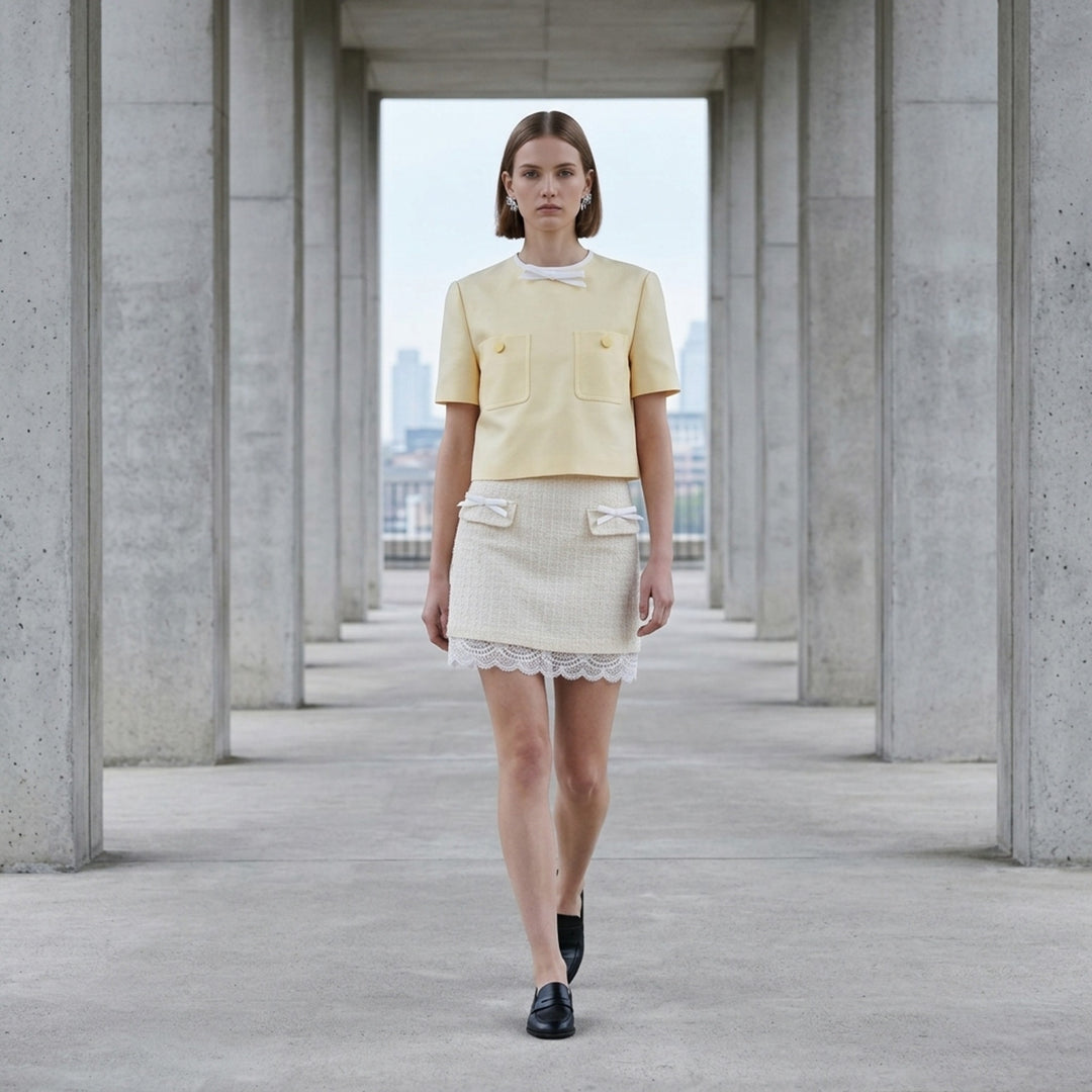 Yellow Taffeta Cropped Top | Self-Portrait | Club21 - lifestyle