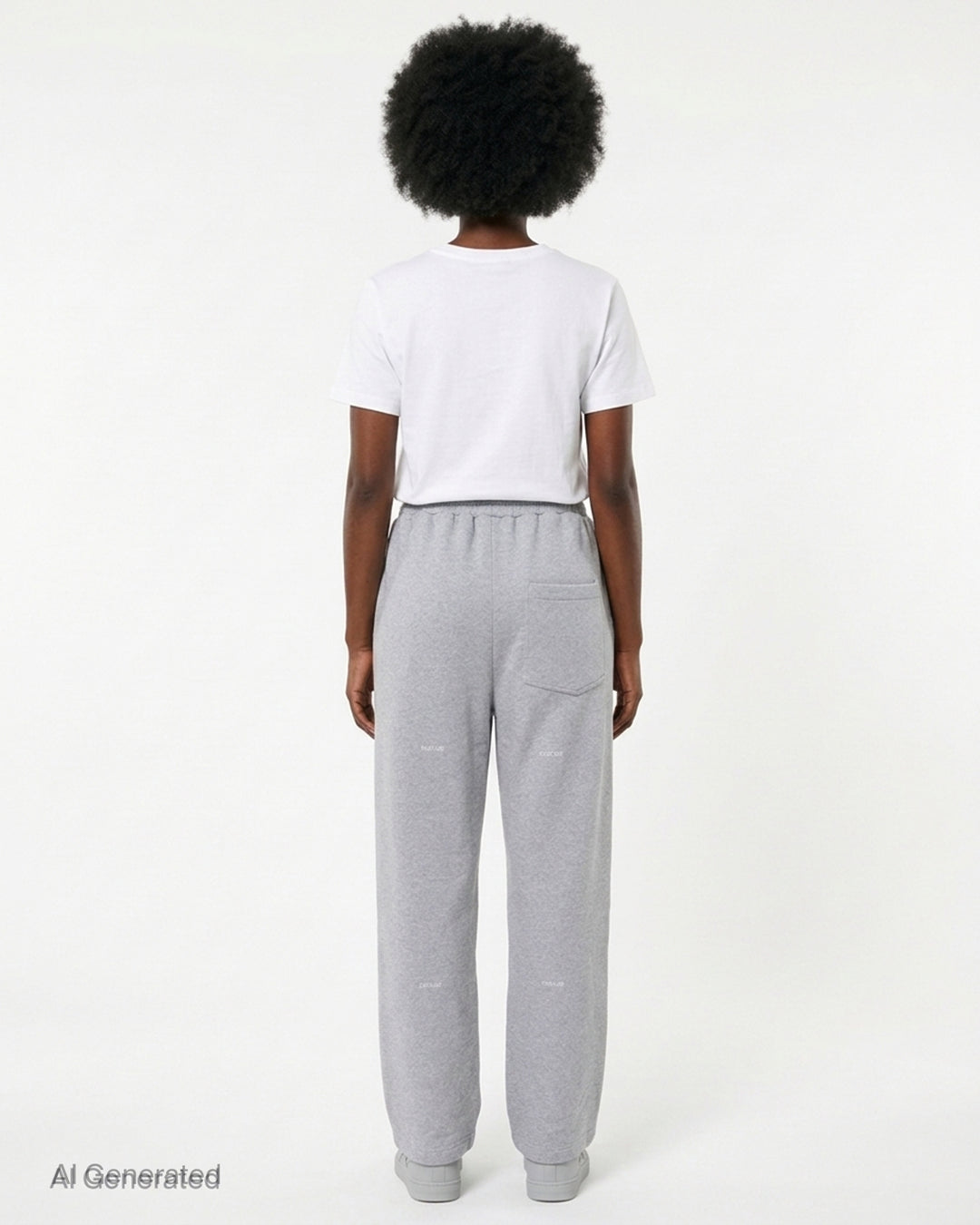 Setchu wide-leg sweatpants in heather grey with an elasticated waistband and small white logo print, shown from the front - back