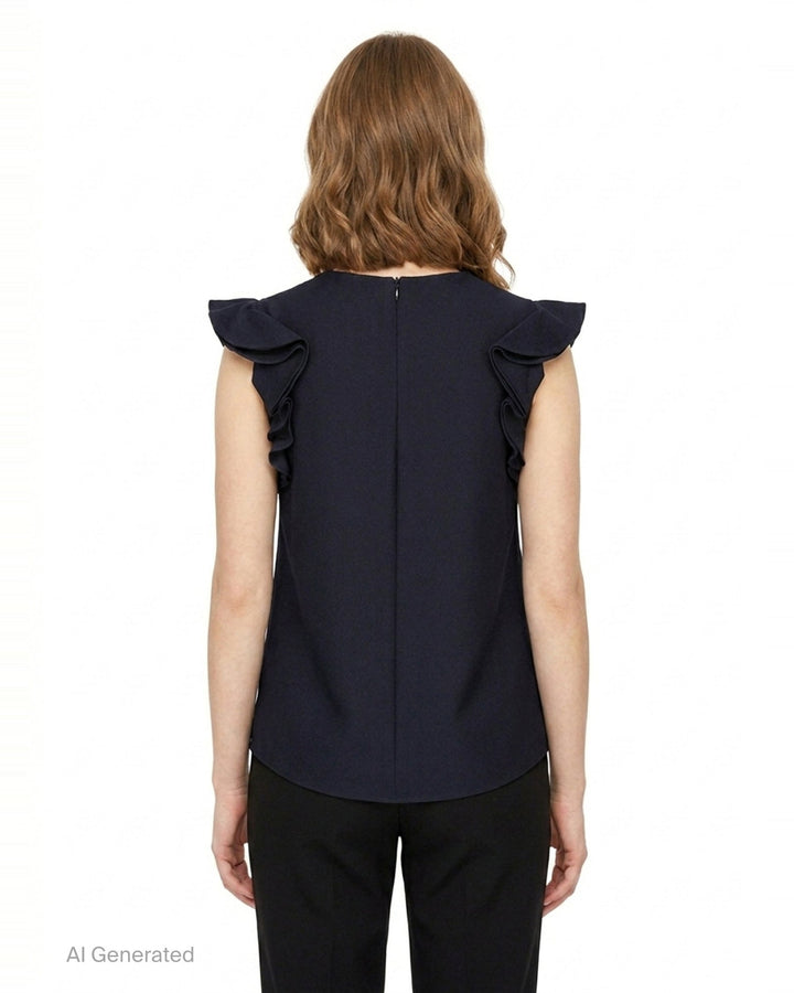 Beaded Neck Ruffle Top | SHUSHU/TONG | Club21 - back