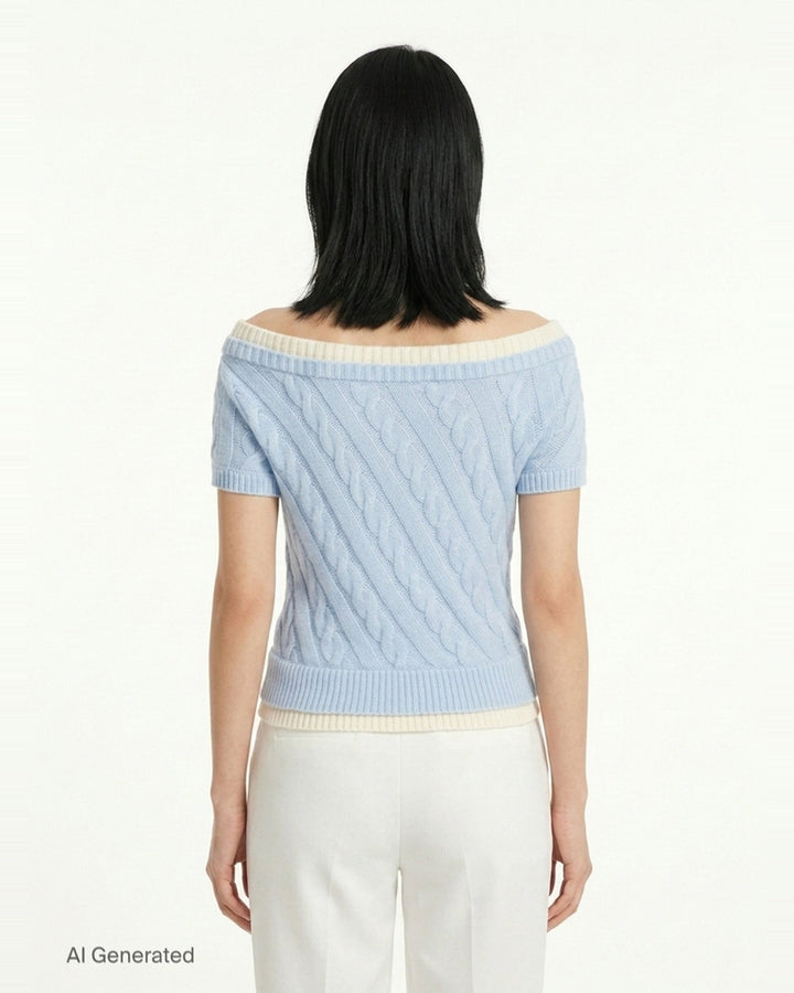 Bow Off-Shoulder Knit Crop Top | SHUSHU/TONG | Club21 - back