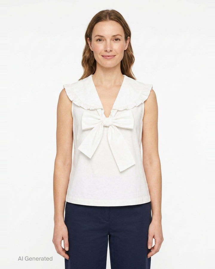 Ruffle Collar Bow Top | SHUSHU/TONG | Club21 - front