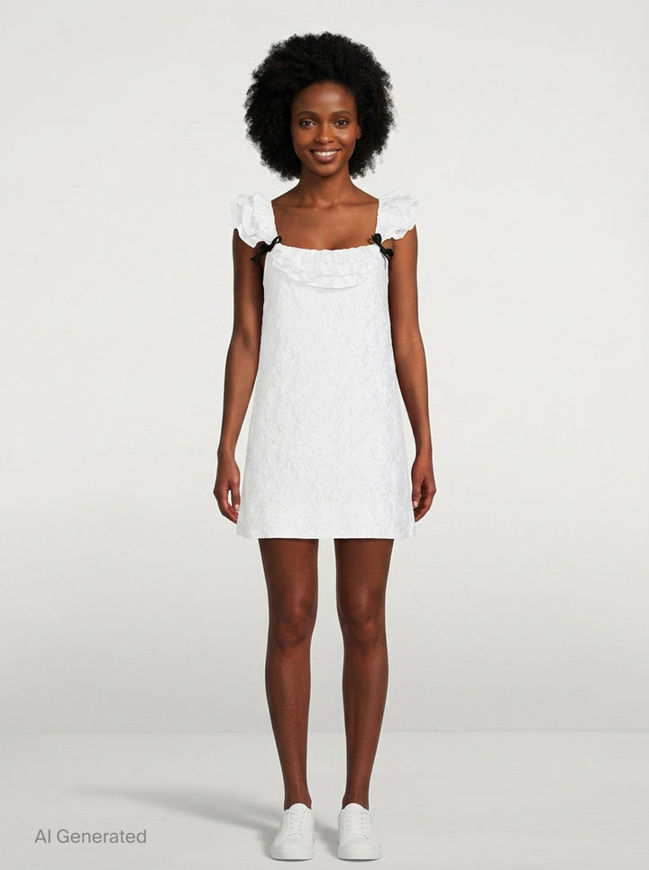 Ruffle Trim Velvet Mini Dress | SHUSHU/TONG | Club21 - front