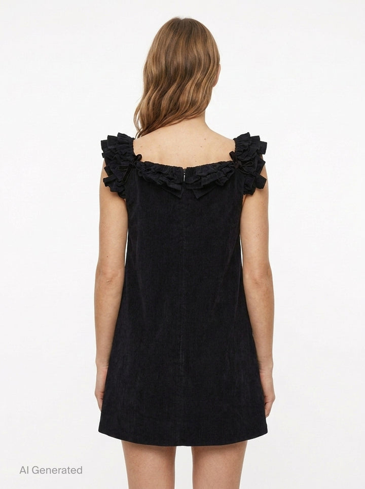 Ruffle Trim Velvet Mini Dress | SHUSHU/TONG | Club21 - back
