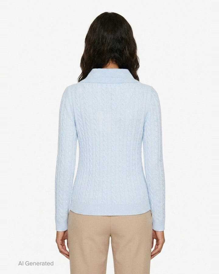 V-Neck Cable Knit Sweater | SHUSHU/TONG | Club21 - back
