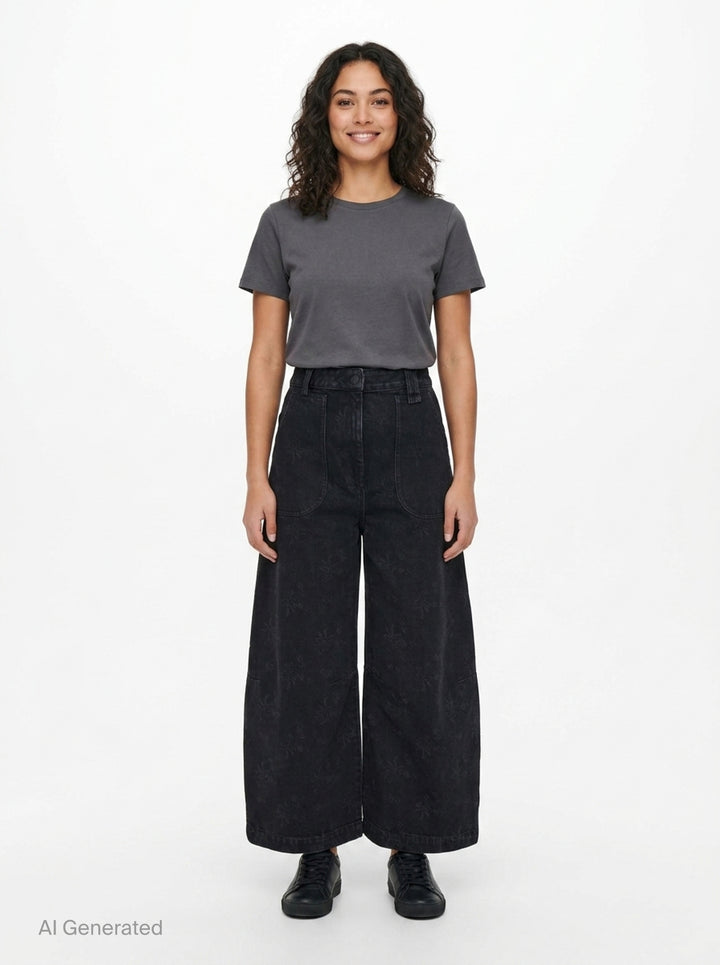 Cropped Wide Leg Utility Jeans | Simone Rocha | Club21 - front