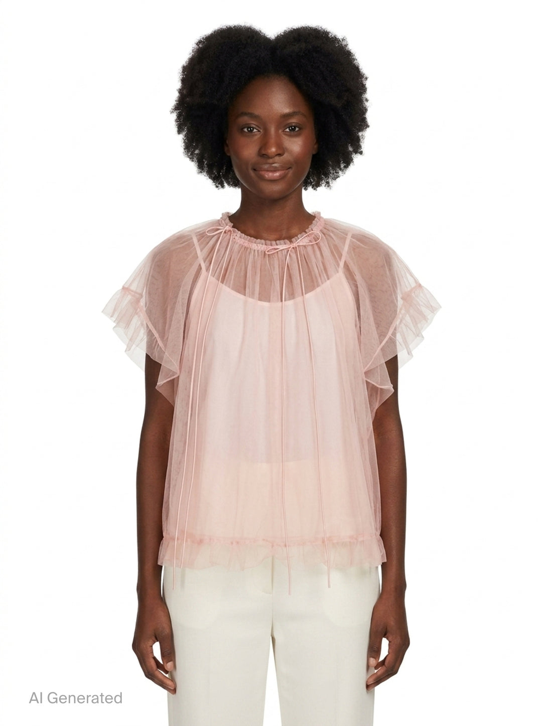 Gathered Cord Tulle Top | Simone Rocha | Club21 - front