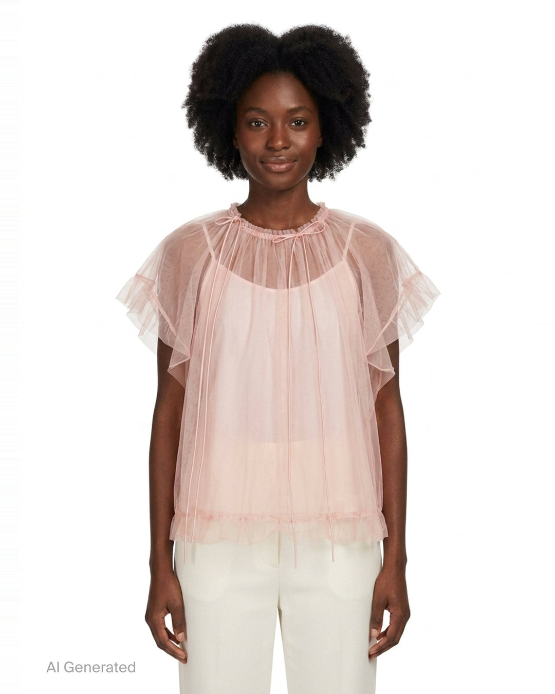 Gathered Cord Tulle Top | Simone Rocha | Club21 - front