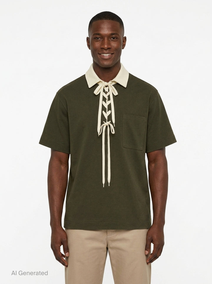 Lace-Up Structured Rugby Polo | Simone Rocha | Club21 - front