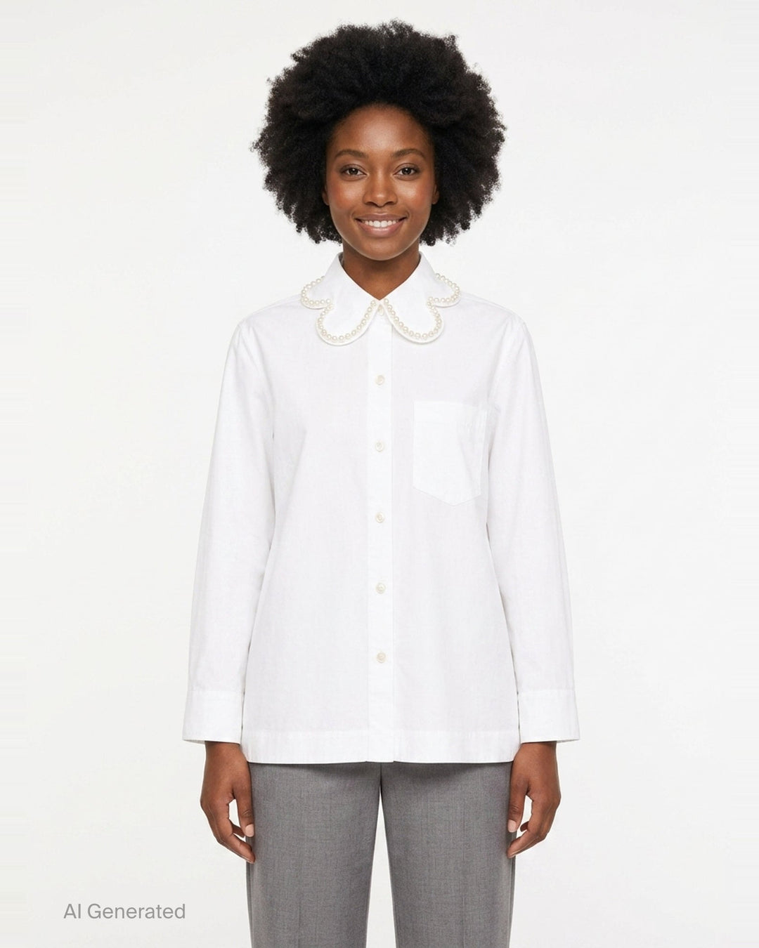 Pearl Collar Masculine Blouse | Simone Rocha | Club21 - front