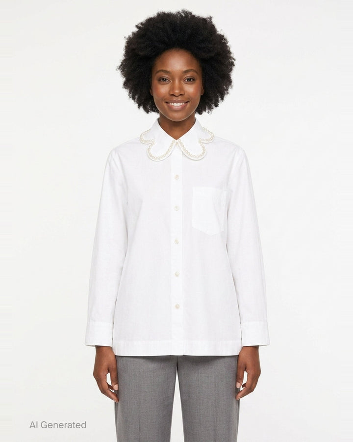 Pearl Collar Masculine Blouse | Simone Rocha | Club21 - front