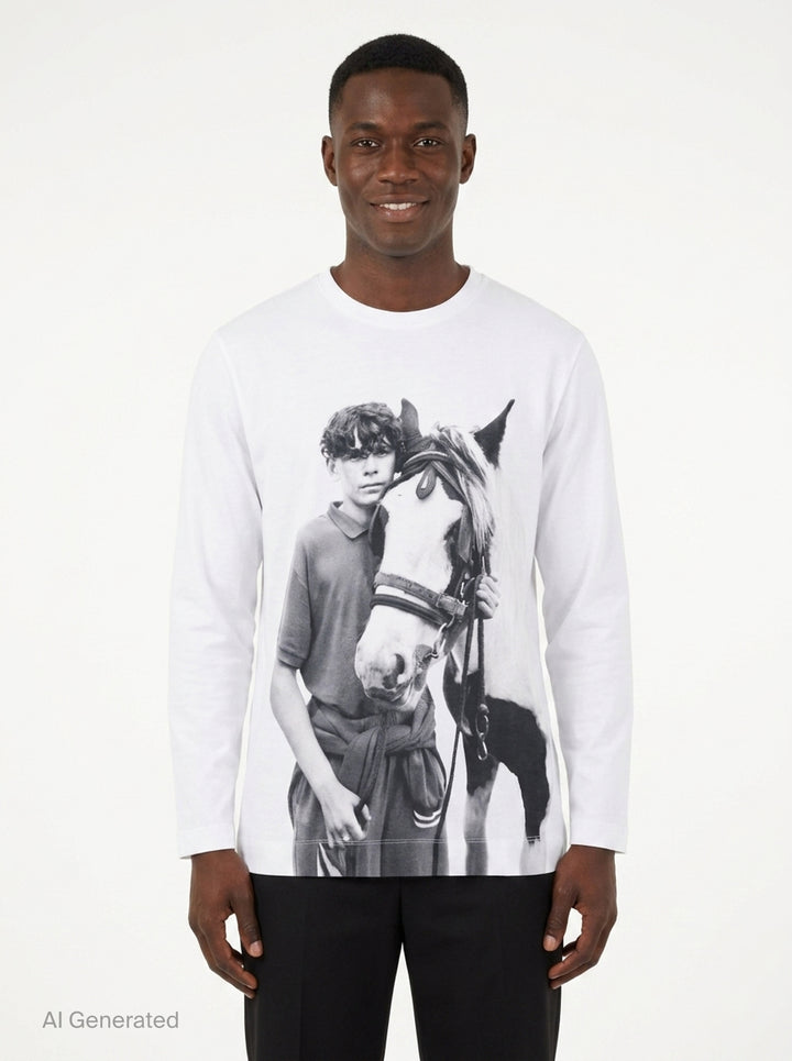 Pony Kid Print Long Sleeve Tee | Simone Rocha | Club21 - front
