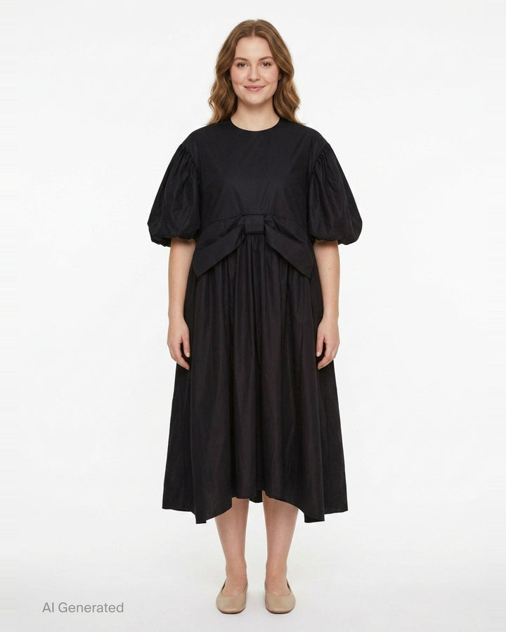 Puff Sleeve Gathered Bow Smock Dress | Simone Rocha | Club21 - front