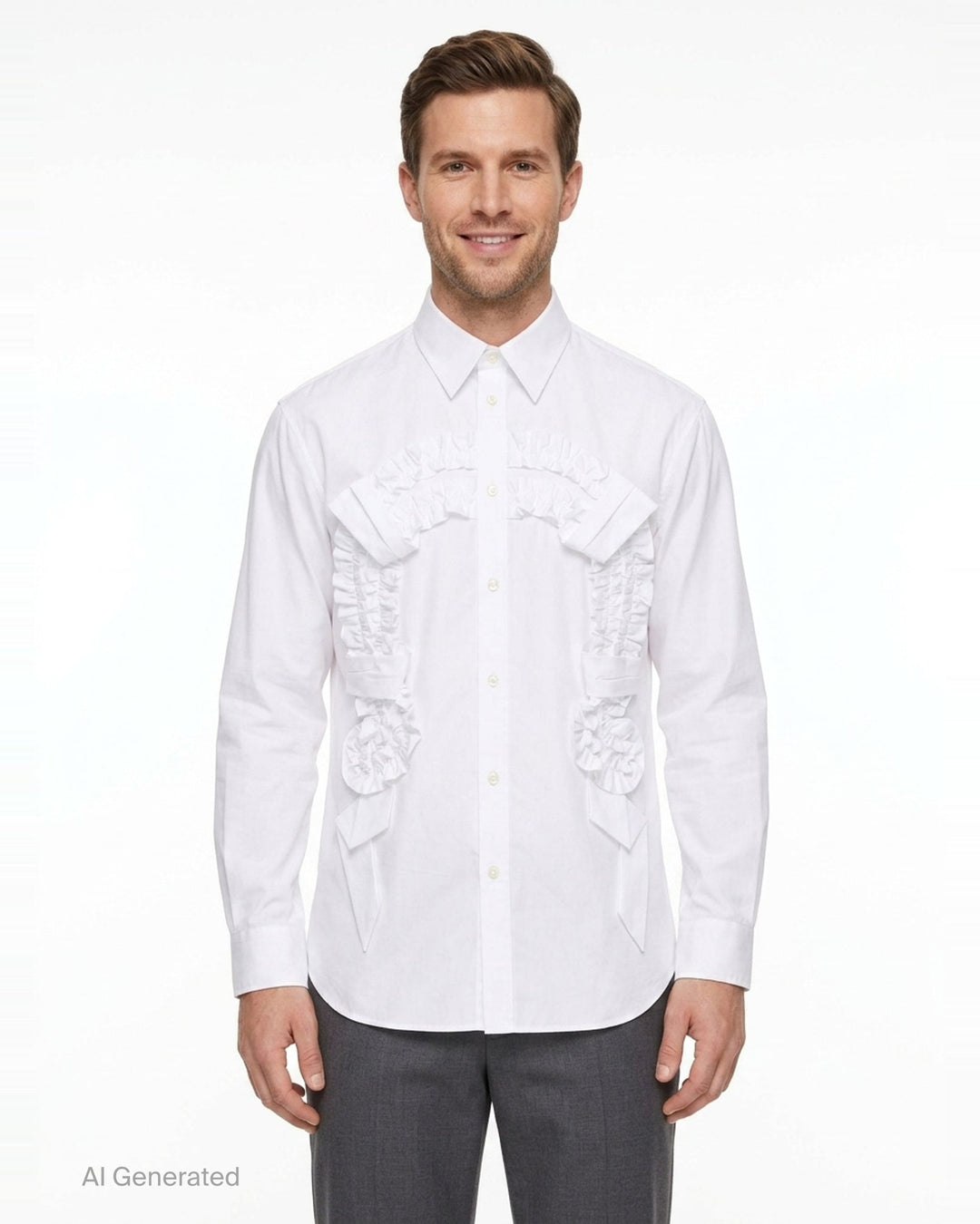 Ruffle Horseshoe Long Sleeve Shirt | Simone Rocha | Club21 - front