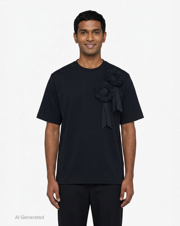 Ruffle Rosette Boxy Tee | Simone Rocha | Club21 - front