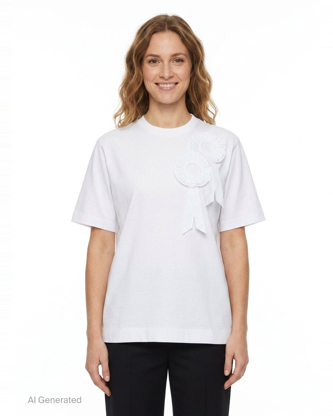 Ruffle Rosette Boxy Tee | Simone Rocha | Club21 - front