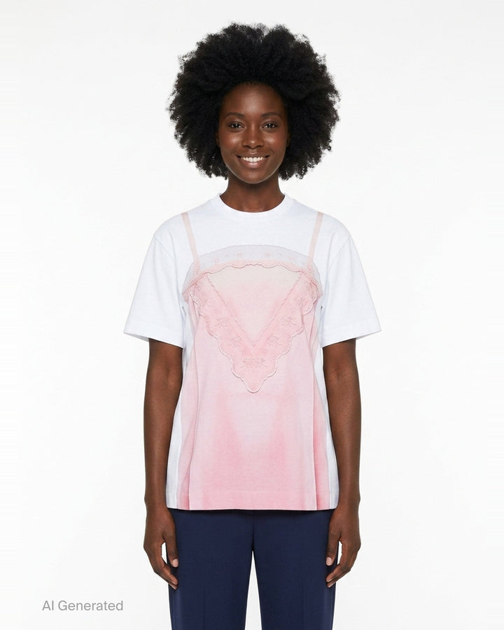 Satin Slip Trompe L'Oeil Tee | Simone Rocha | Club21 - front