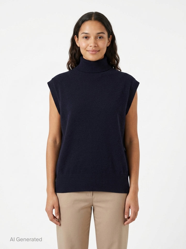 Sleeveless Turtleneck Knit Top | Sofie D'Hoore | Club21 - front